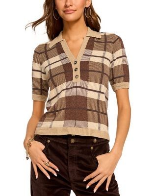 Ramy Brook Melanie Short Sleeve Polo Sweater