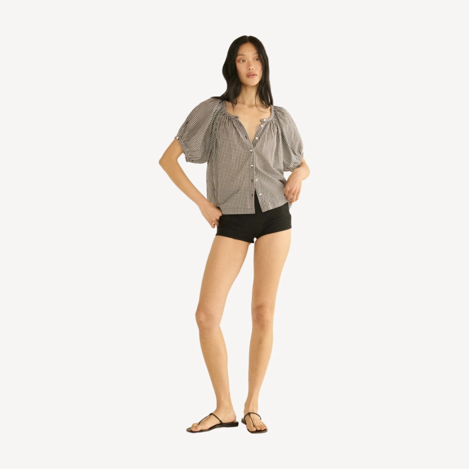 JUNE TOP -- NOIR LA MADDALENA GINGHAM