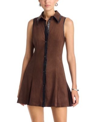 Ramy Brook Stella Faux Leather Trim Dress