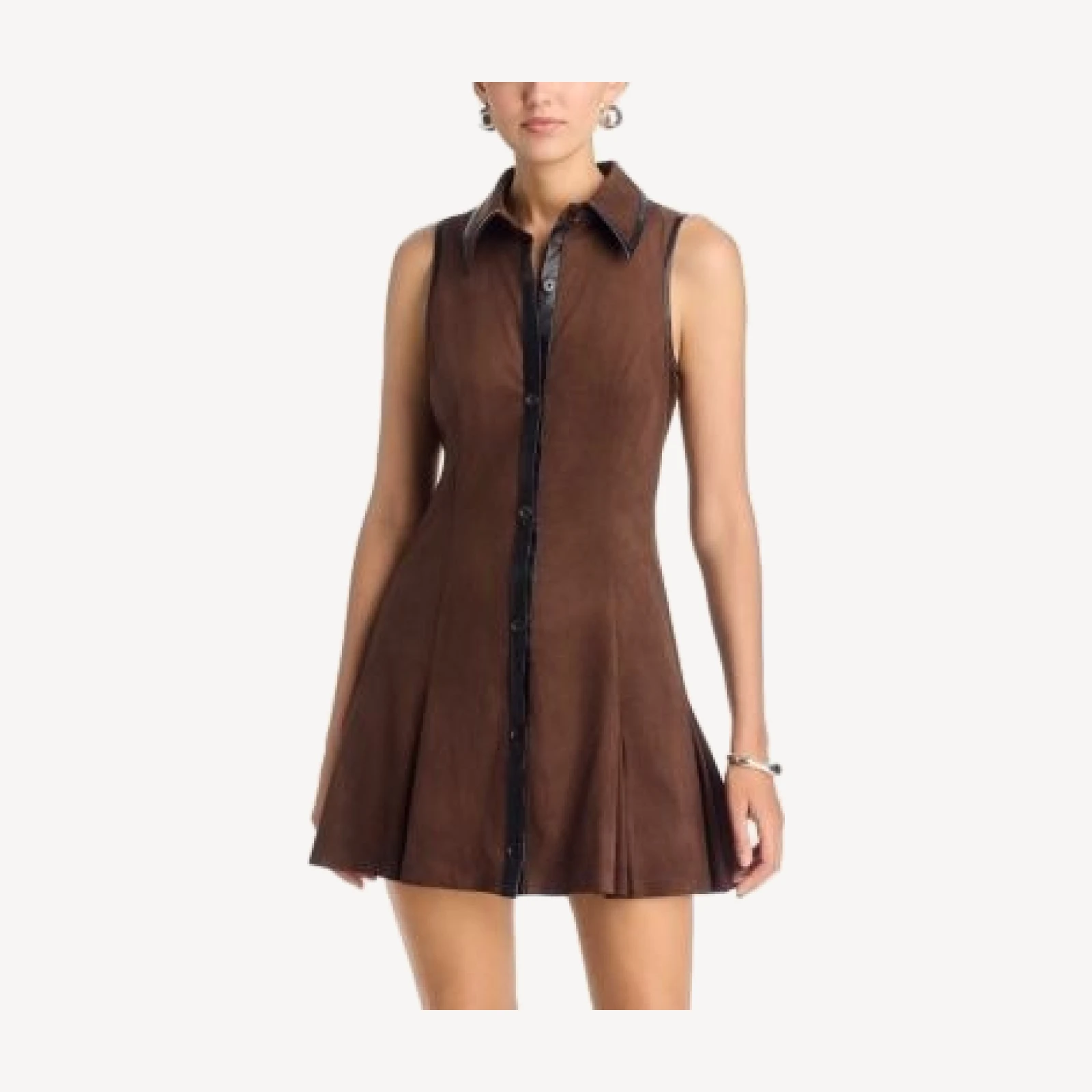 Ramy Brook Stella Faux Leather Trim Dress