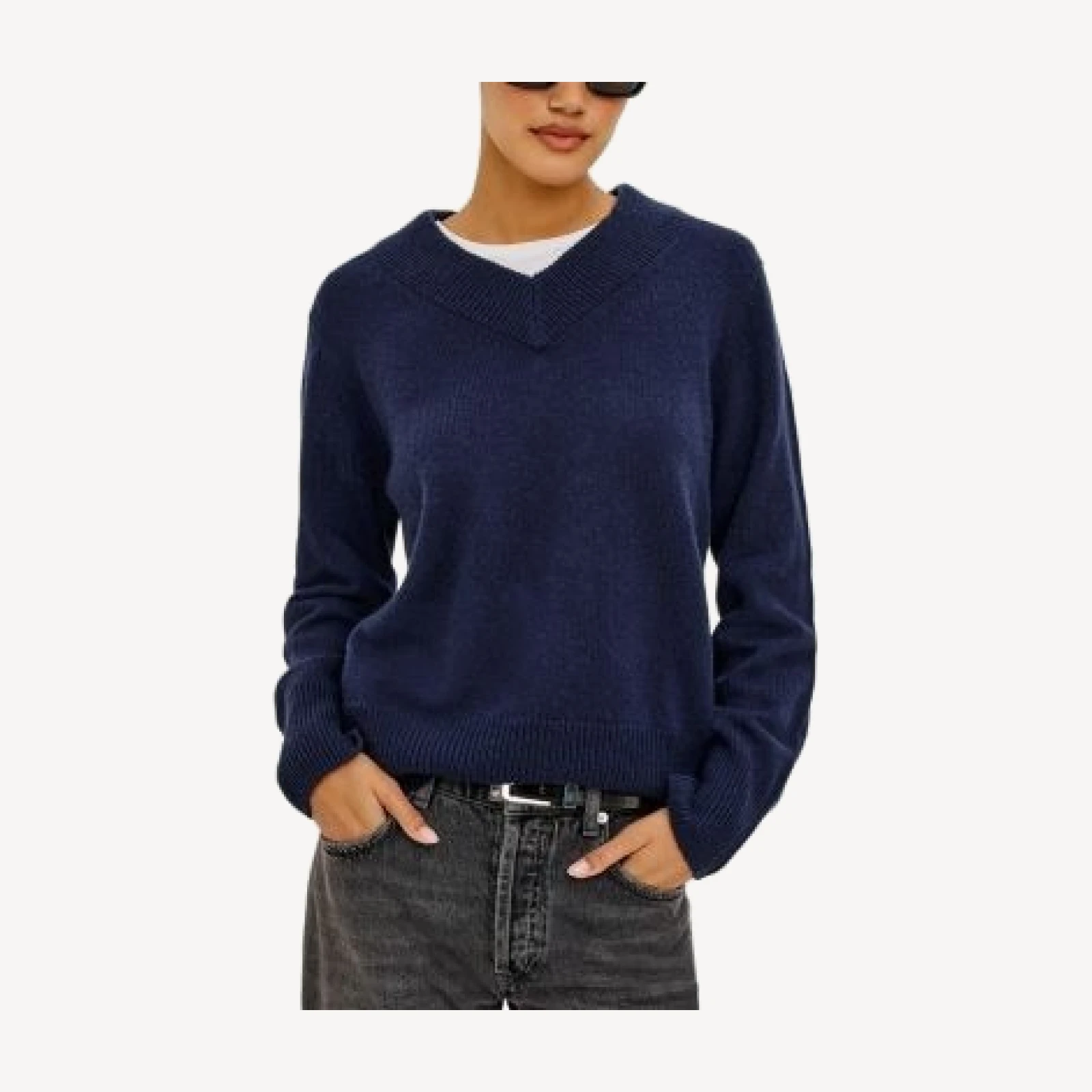 Rails Lidya Rib Trim V Neck Sweater