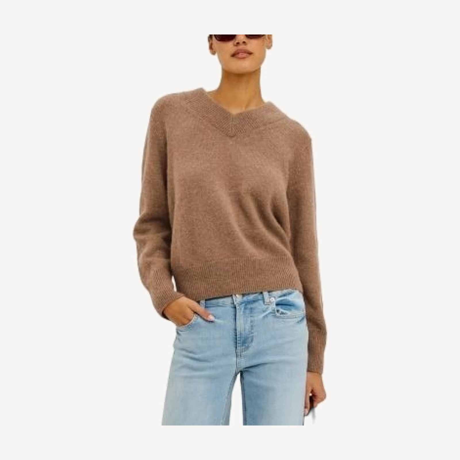 Rails Lidya Cotton, Wool & Cashmere V Neck Sweater