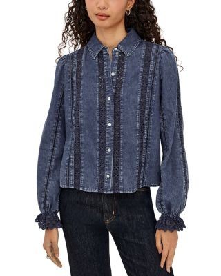 Rails Rowen Cotton Denim Eyelet Blouse