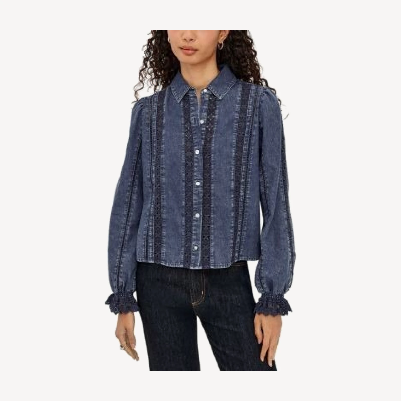 Rails Rowen Cotton Denim Eyelet Blouse
