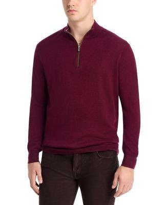 Peter Millar Autumn Crest Suede Trim Quarter Zip Sweater