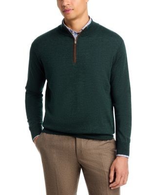 Peter Millar Autumn Crest Suede Trim Quarter Zip Sweater