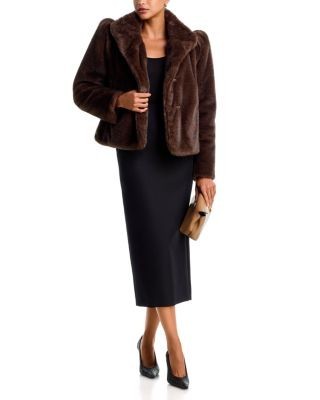 Aqua Faux Fur Puff Sleeve Jacket - Exclusive