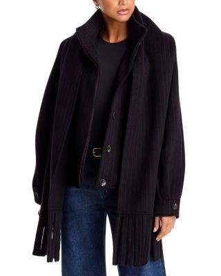 Aqua Double Face Fringe Scarf Blouson Coat - Exclusive