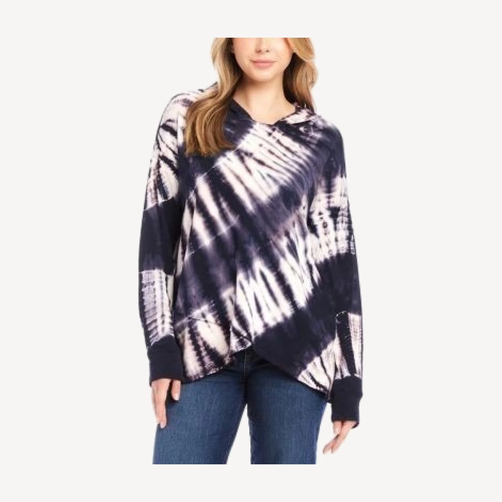 Karen Kane Tie Dyed Asymmetric Hem Hoodie Top