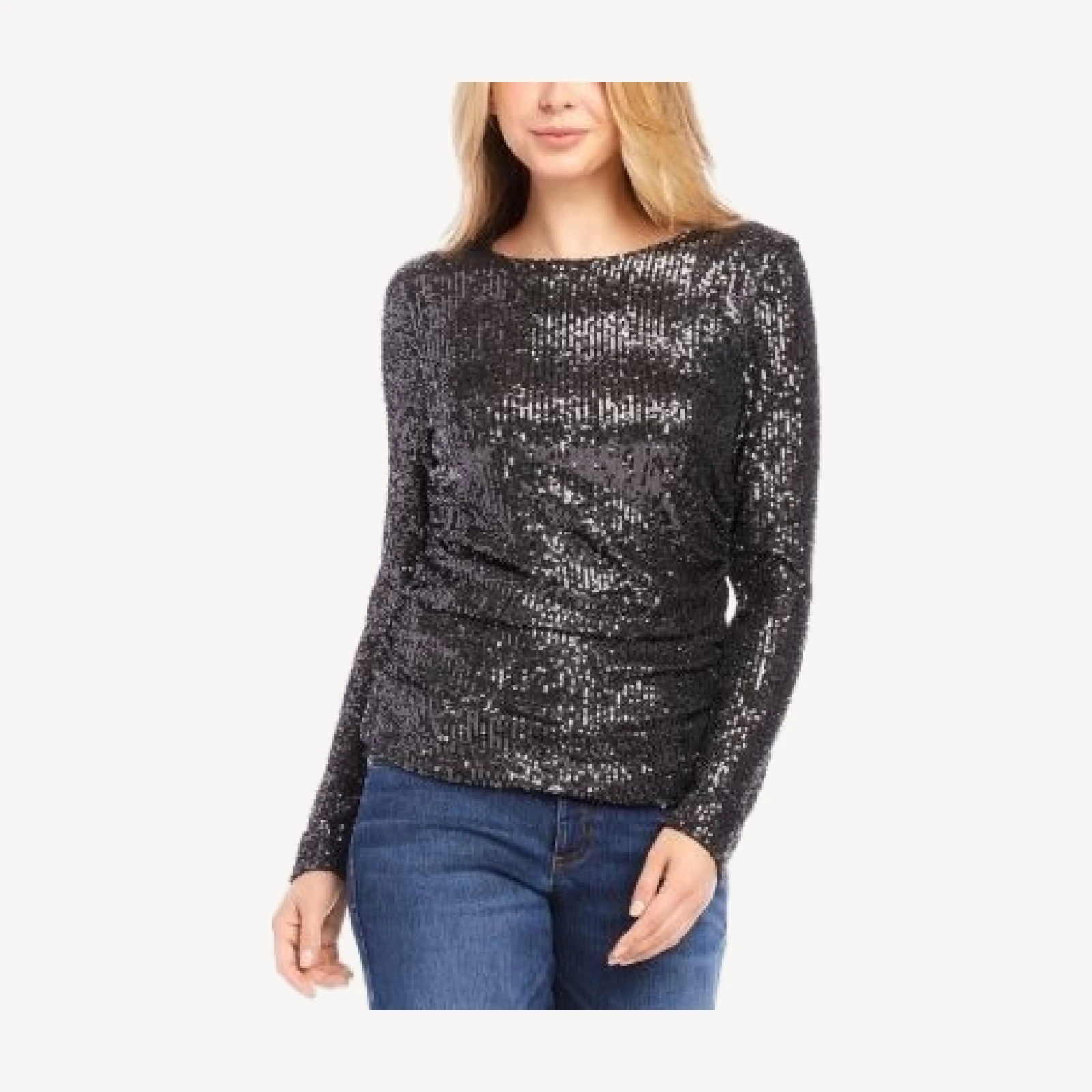 Karen Kane Side Shirred Sequin Top