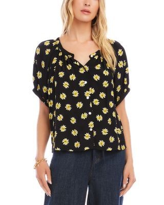 Karen Kane Puff Sleeve Peasant Top