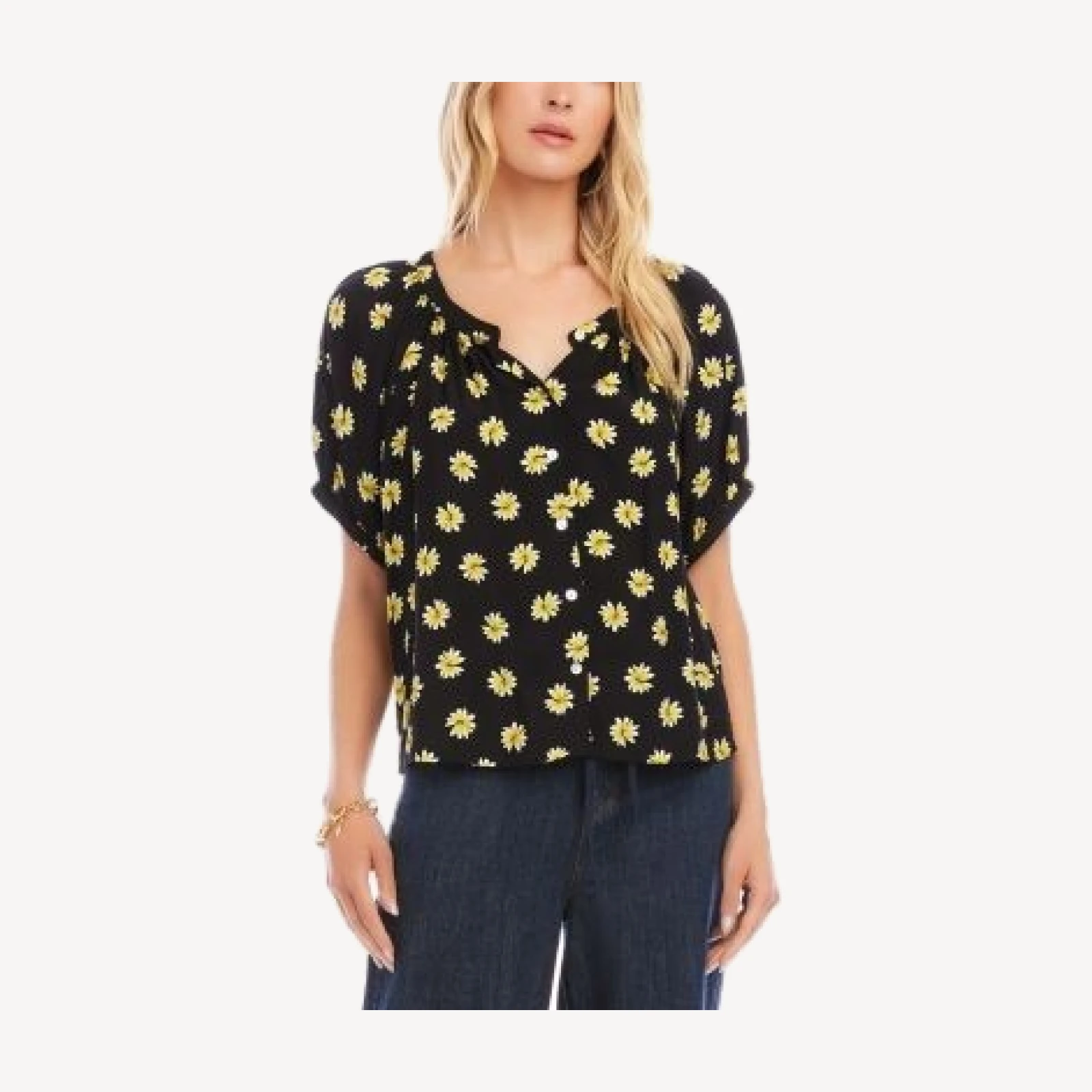 Karen Kane Puff Sleeve Peasant Top