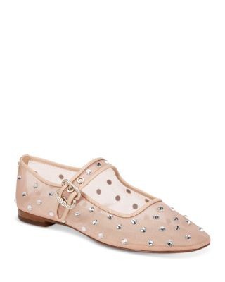 Sam Edelman Women's Michaela Square Toe Gem Embellished Mesh Mary Jane Shoes