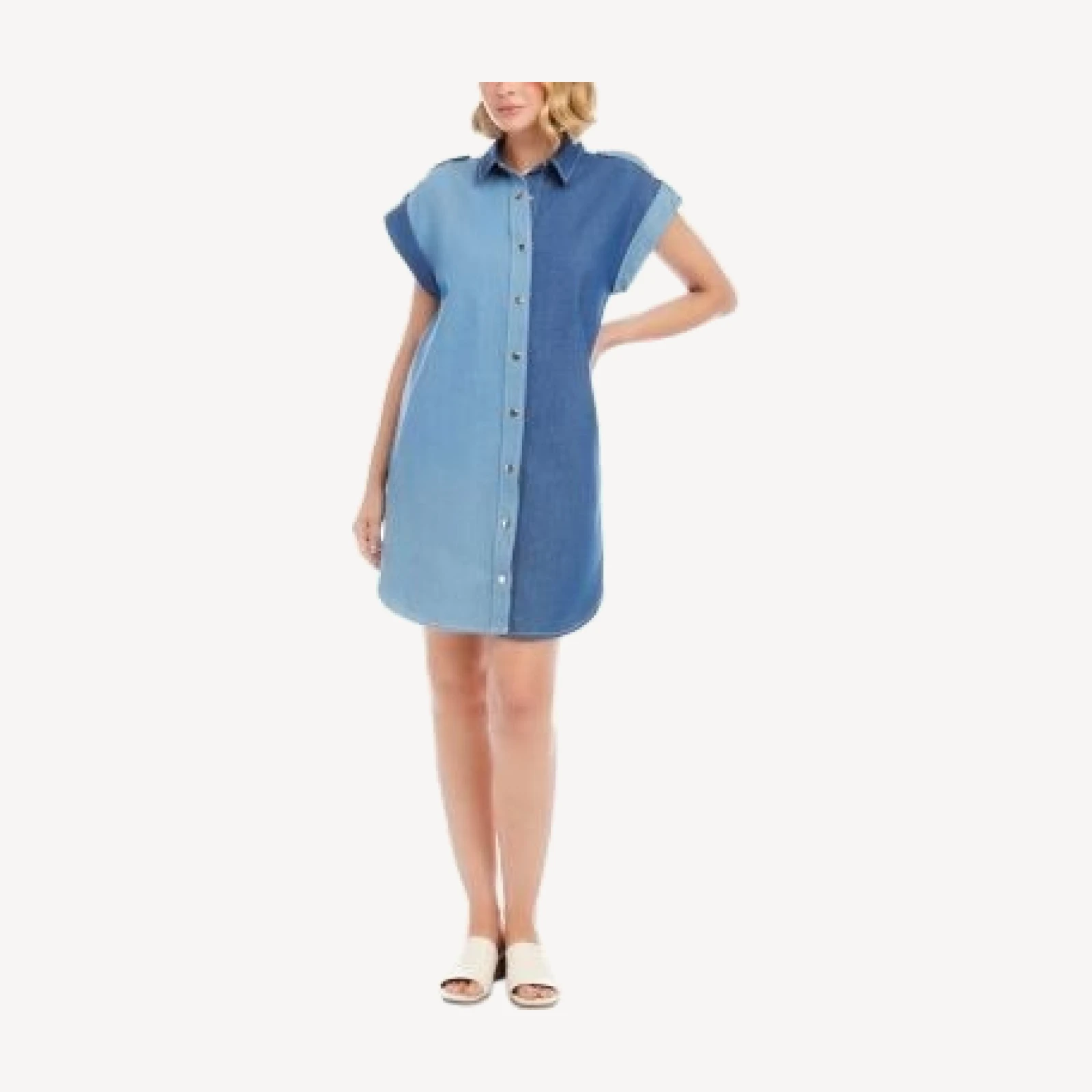 Karen Kane Cap Sleeve Denim Shirt Dress