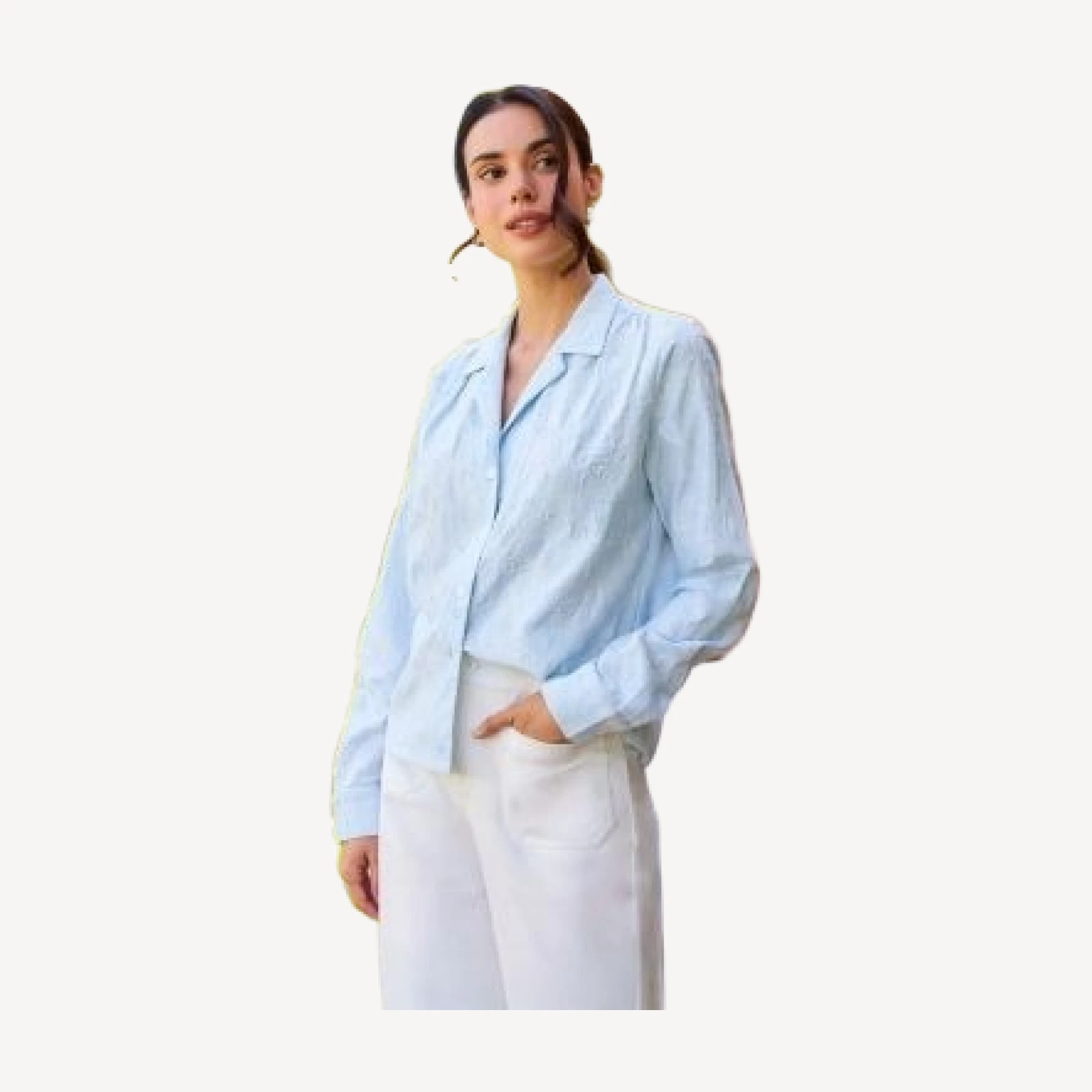 Karen Kane Stripe Long Sleeve Embellished Button Up Shirt