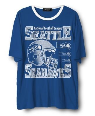 Junk Food Clothing Unisex Nfl Seattle Seahawks Oversized Ringer Tee