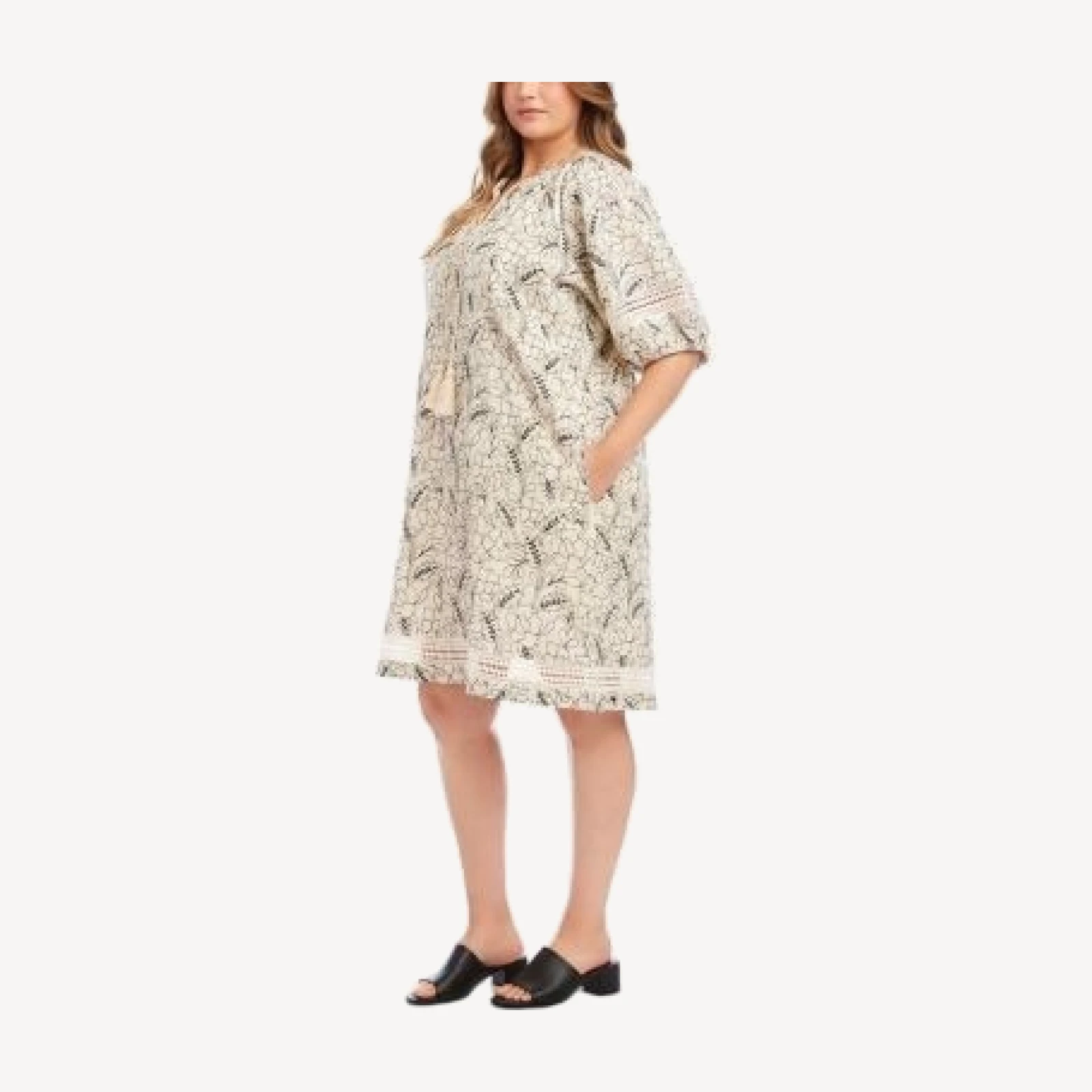 Karen Kane Plus Size Puff Sleeve Tassel Dress