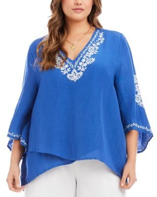 Karen Kane Plus Size Embroidered Asymmetrical Top