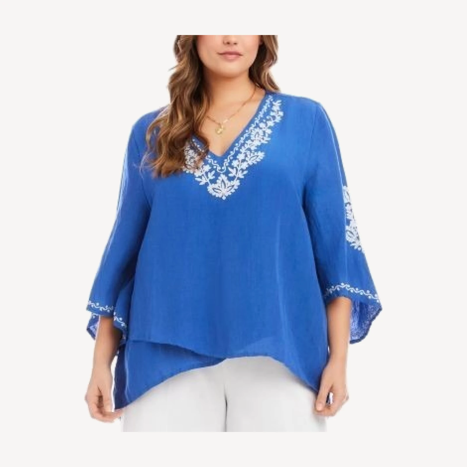 Karen Kane Plus Size Embroidered Asymmetrical Top