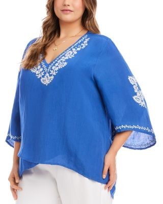 Karen Kane Plus Size Embroidered Asymmetrical Top