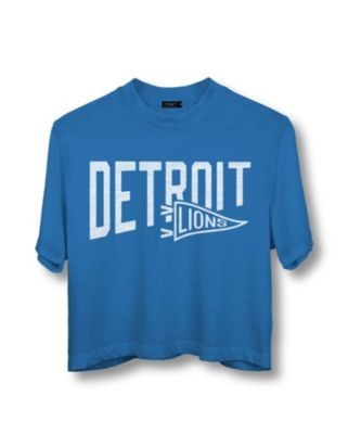 Junk Food Clothing Women's Nfl Detroit Lions Dual Threat Mock Neck Crop Tee