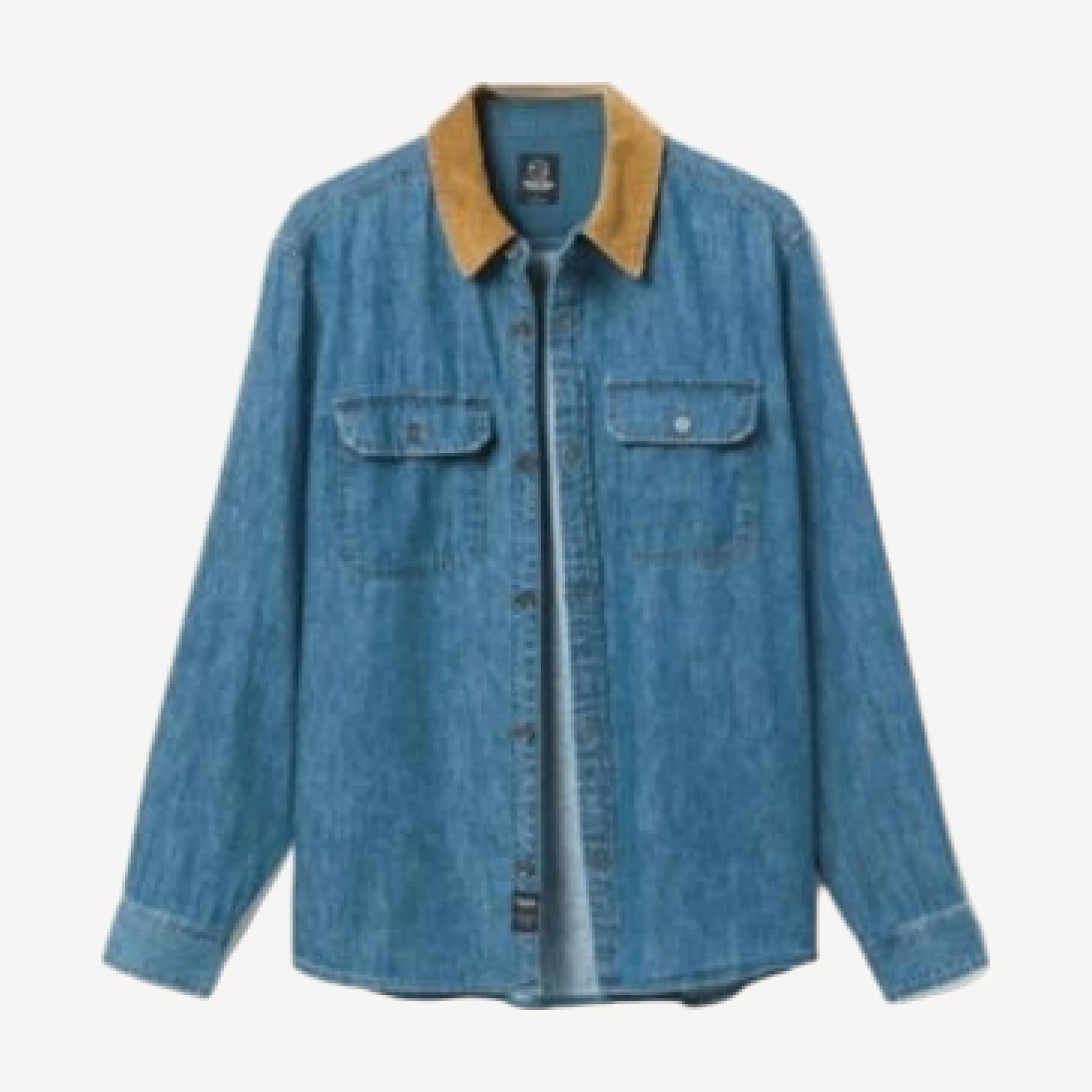 Junk Food Clothing Unisex Hemp Denim Corded Collar Work Shirt