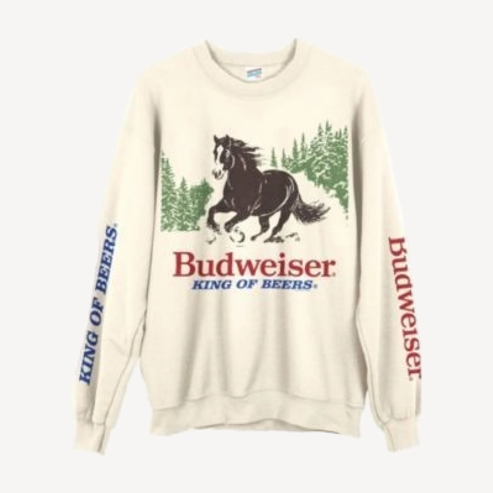 Junk Food Clothing Unisex Budweiser Clydesdale King of Beers Flea Market Fleece Sweatshirt