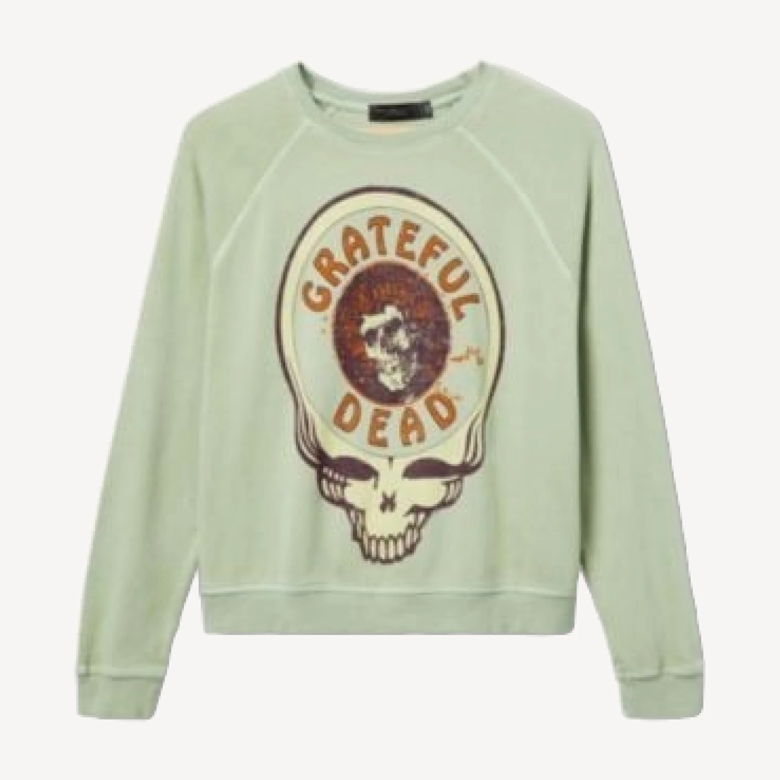 Junk Food Clothing Women's Grateful Dead Skull Raglan Crew Fleece Sweatshirt