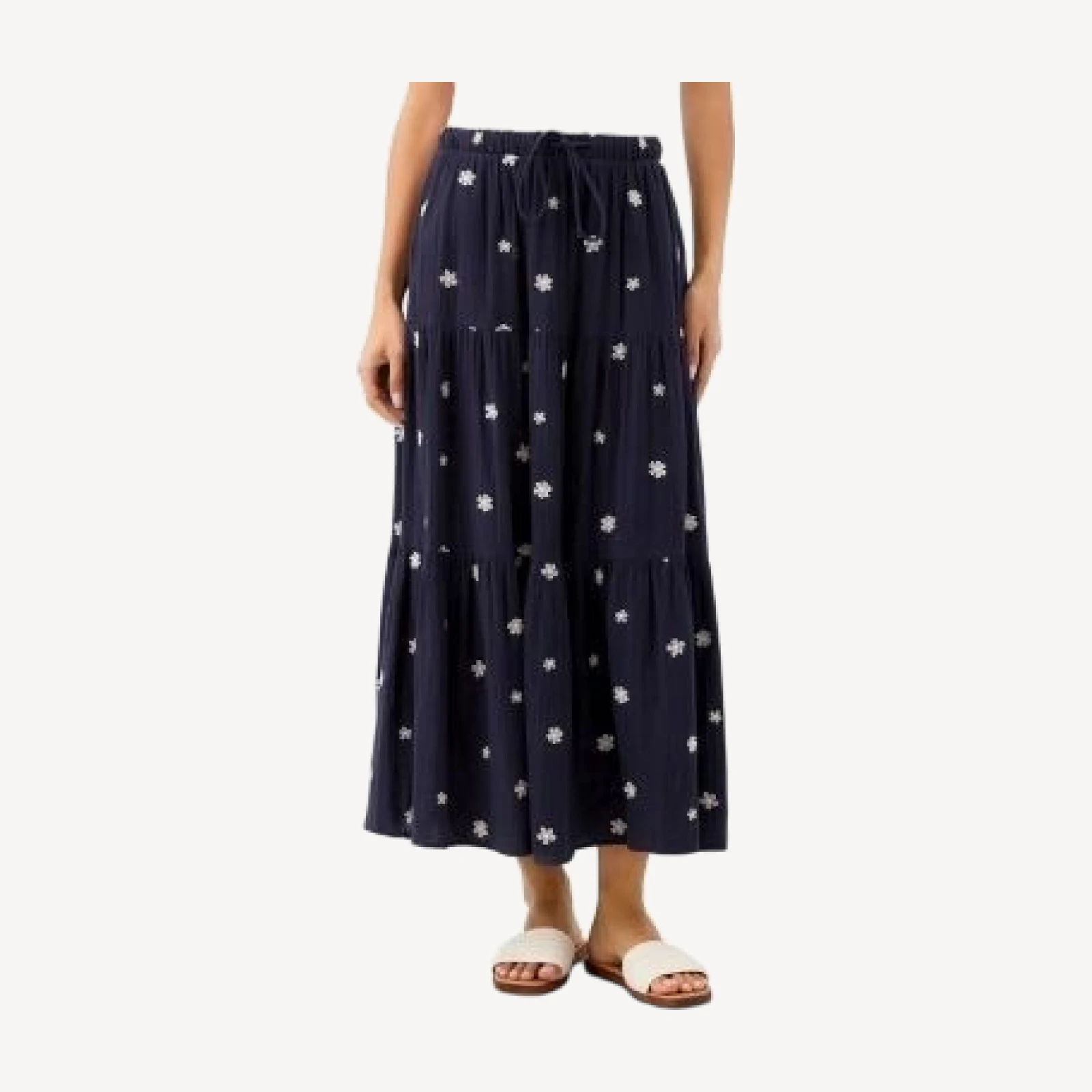 Karen Kane Embroidered Tiered Midi Skirt