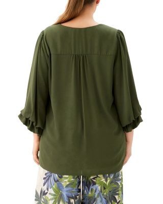 Karen Kane Plus Layered Sleeve Asymmetric Top