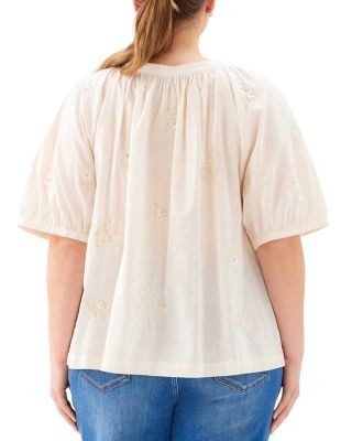 Karen Kane Plus Short Sleeve Embroidered Peasant Top