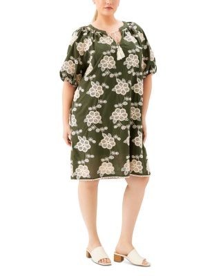 Karen Kane Plus Puff Sleeve Tassel Dress