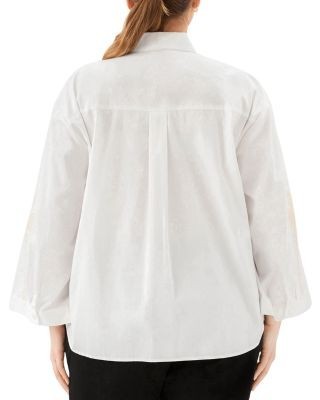Karen Kane Plus Bell Sleeve Embroidered Palm Tree Shirt