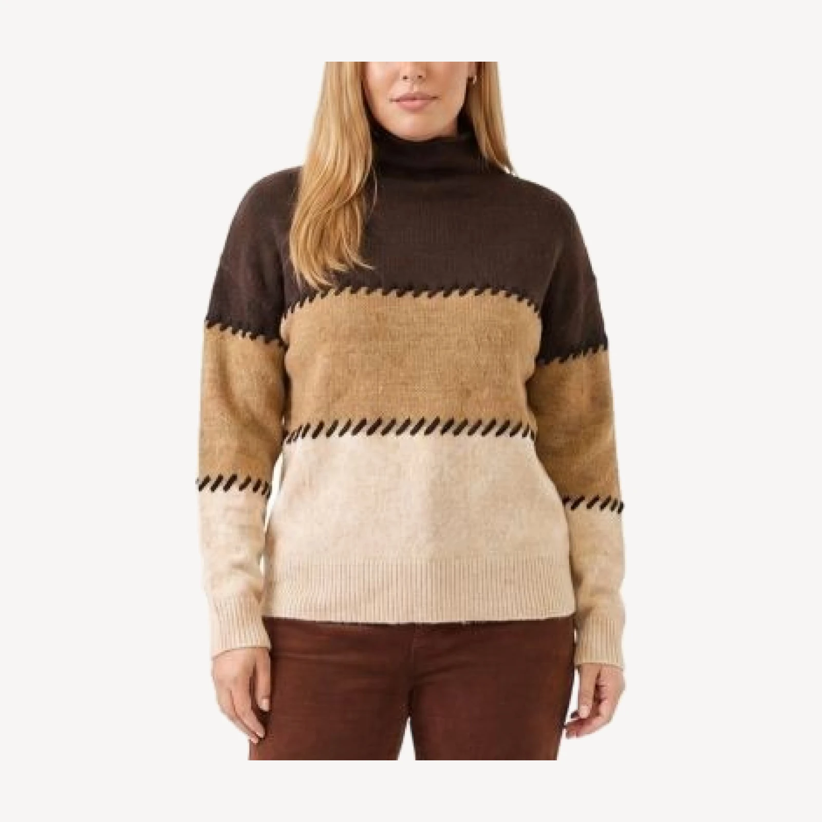 Karen Kane Plus Size Whipstitched Colorblocked Sweater