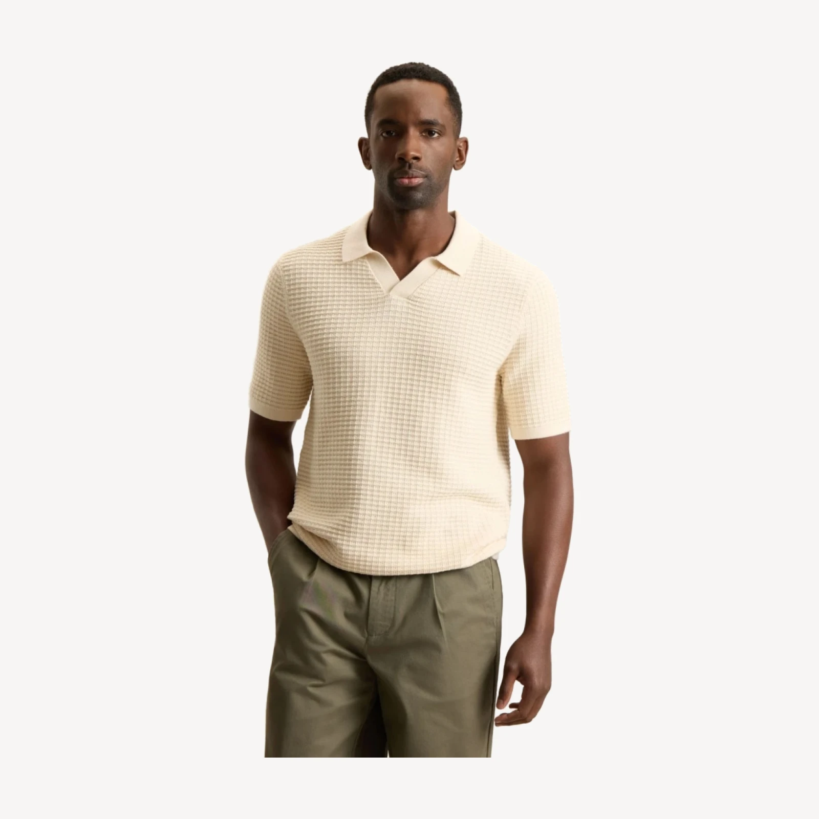 JOHNNY COLLAR WAFFLE KNIT