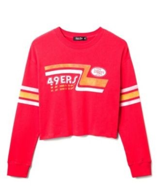 Junk Food Clothing Women's Nfl San Francisco 49ers Retro Crop Fleece Sweatshirt