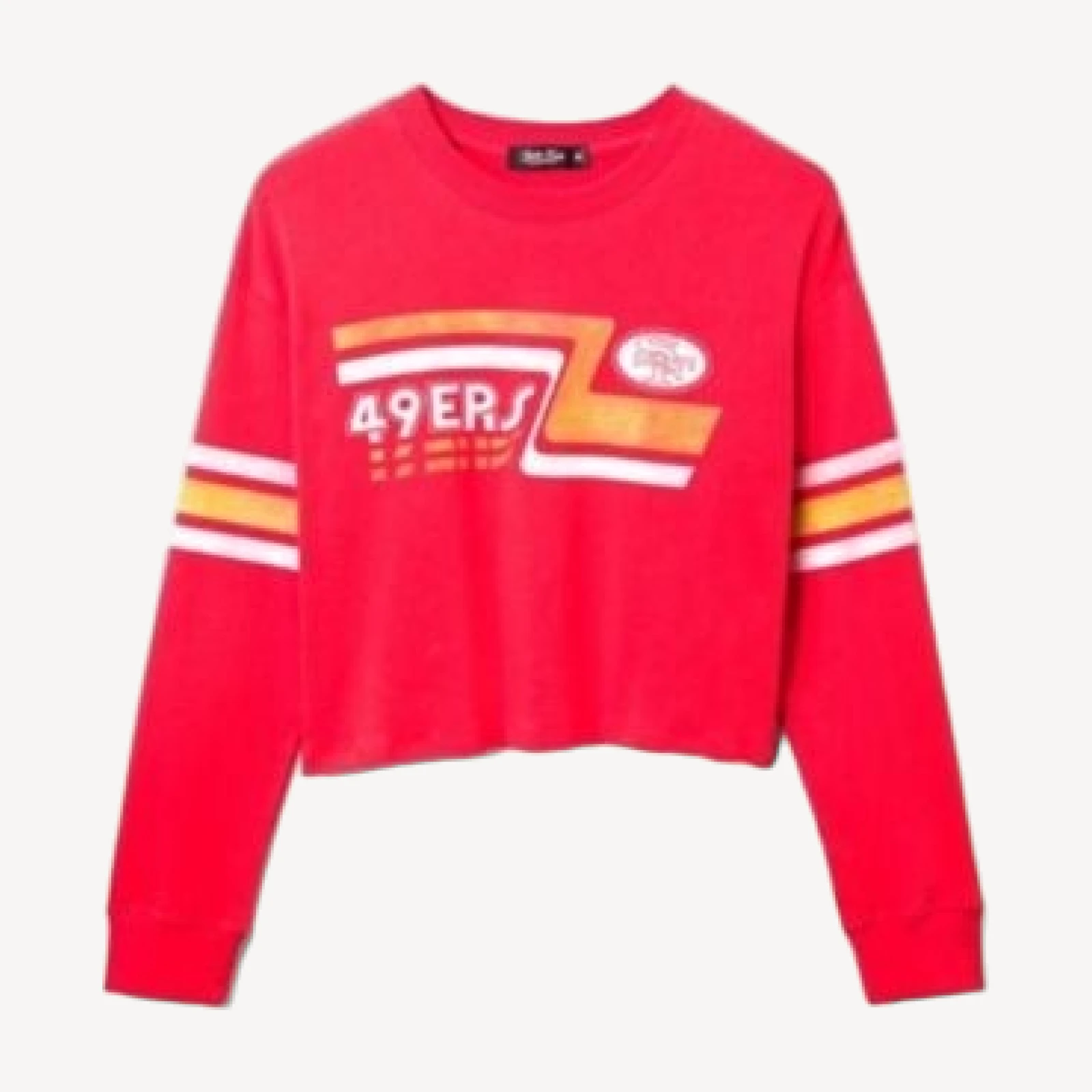 Junk Food Clothing Women's Nfl San Francisco 49ers Retro Crop Fleece Sweatshirt