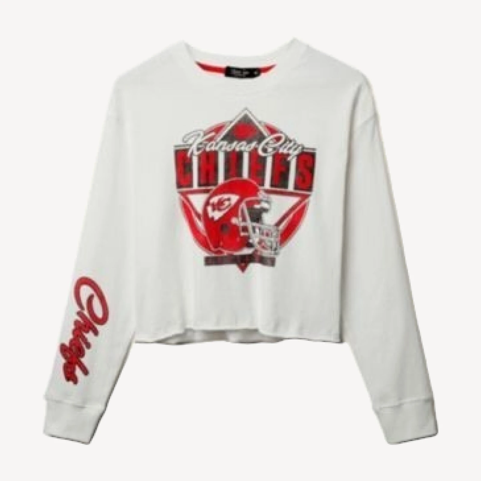 Junk Food Clothing Women's Nfl Kansas City Chiefs Helmet Crop Fleece