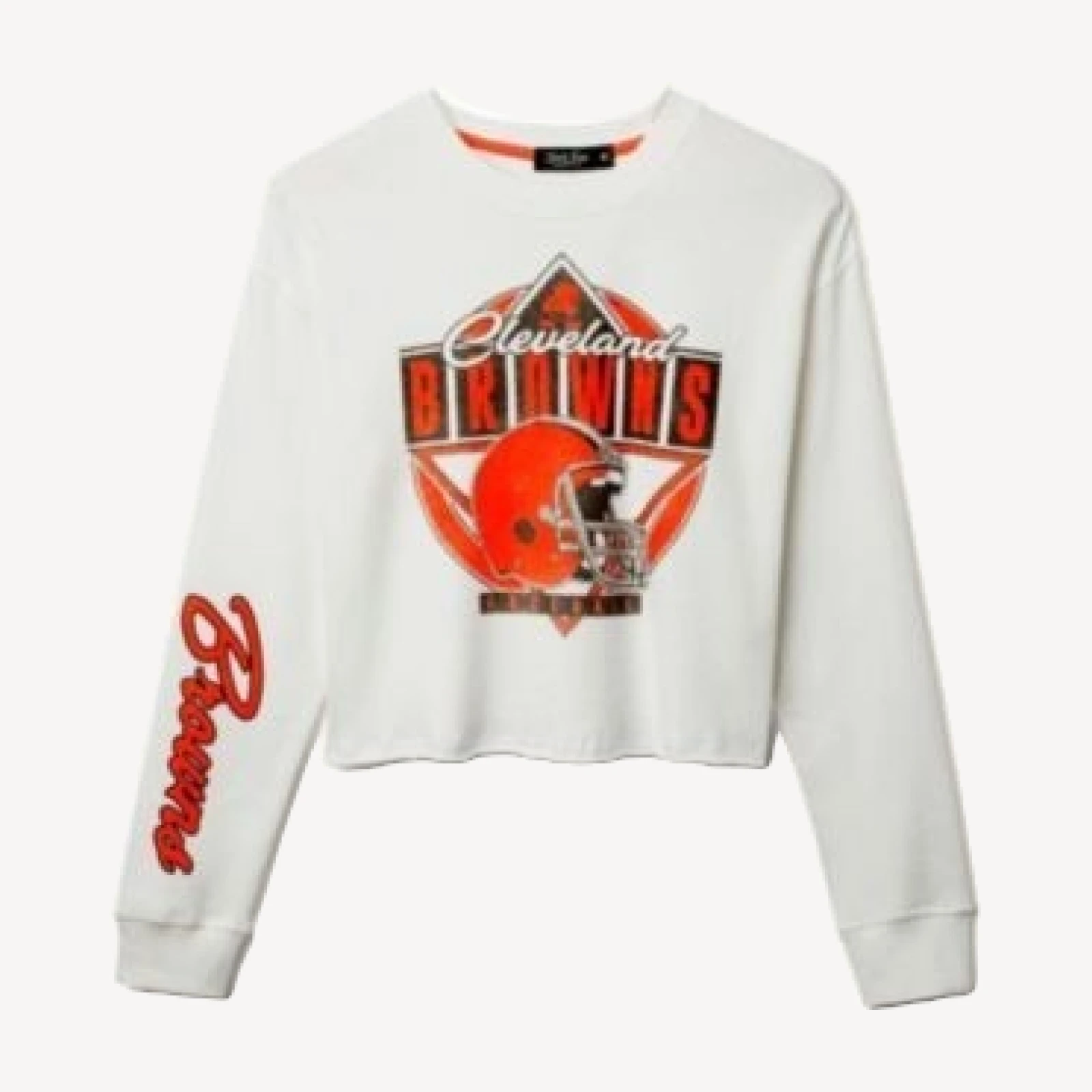 Junk Food Clothing Women's Nfl Cleveland Browns Helmet Crop Fleece