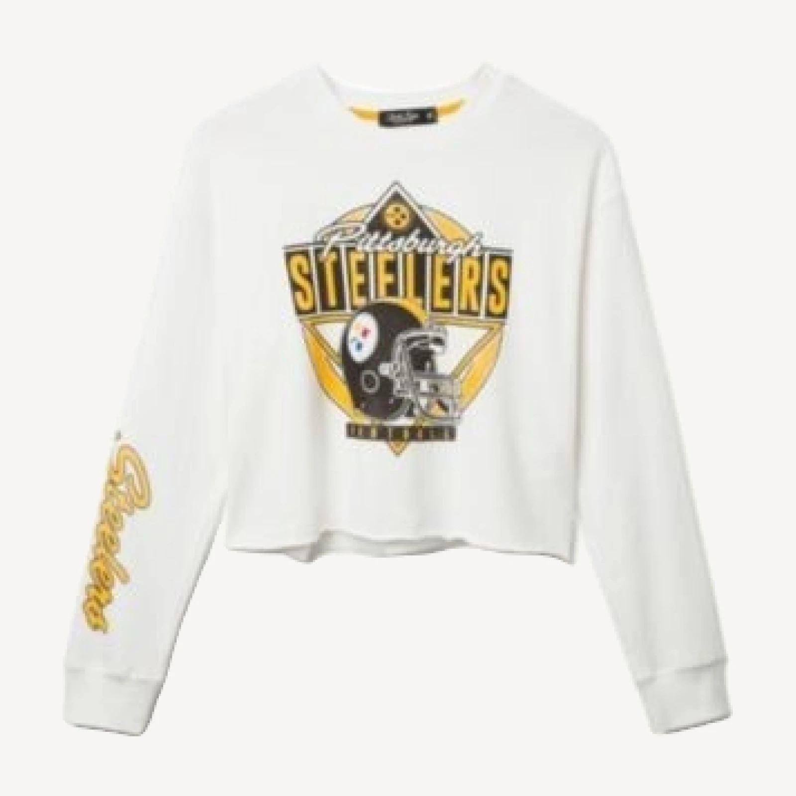 Junk Food Clothing Women's Nfl Pittsburgh Steelers Helmet Crop Fleece Sweatshirt
