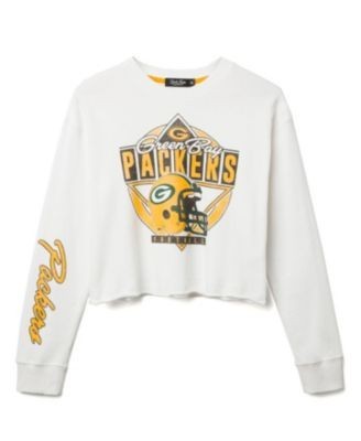 Junk Food Clothing Women's Nfl Green Bay Packers Helmet Crop Fleece Sweatshirt