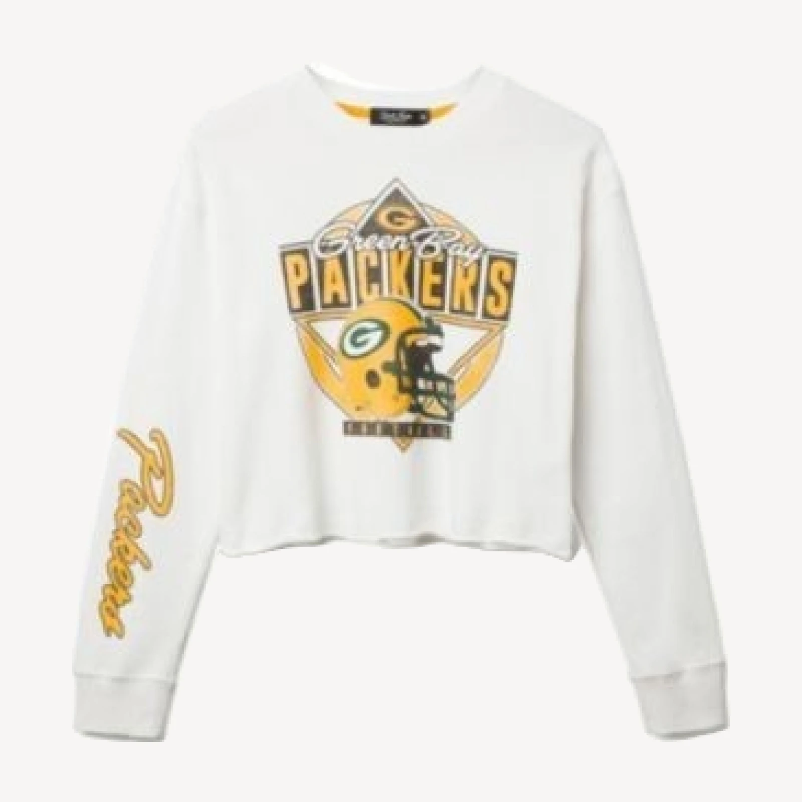 Junk Food Clothing Women's Nfl Green Bay Packers Helmet Crop Fleece Sweatshirt