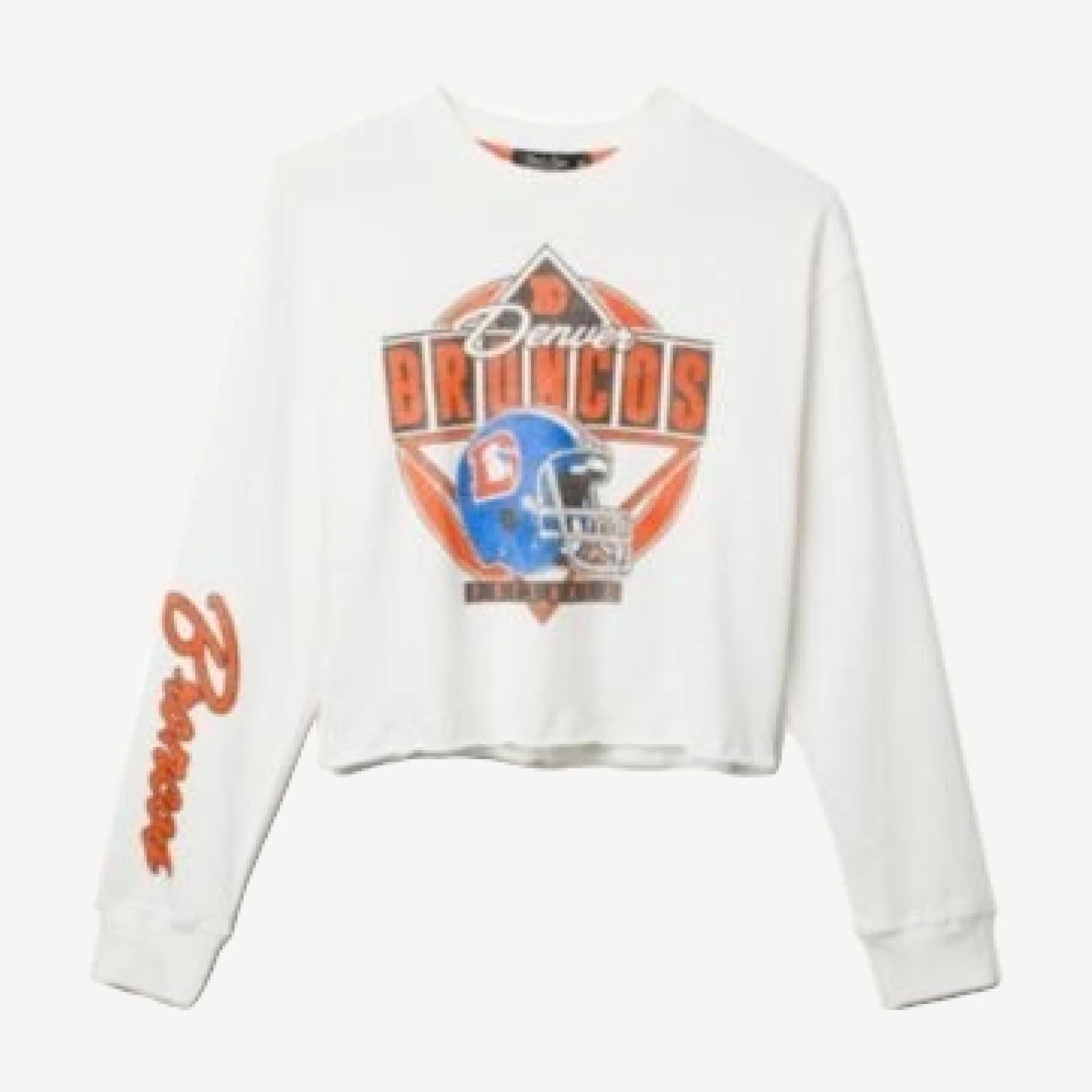 Junk Food Clothing Women's Nfl Denver Broncos Helmet Crop Fleece Sweatshirt