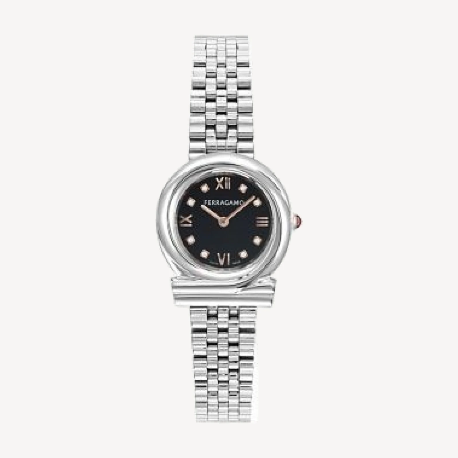 Ferragamo Gancini Twisted Diamond Watch, 28mm