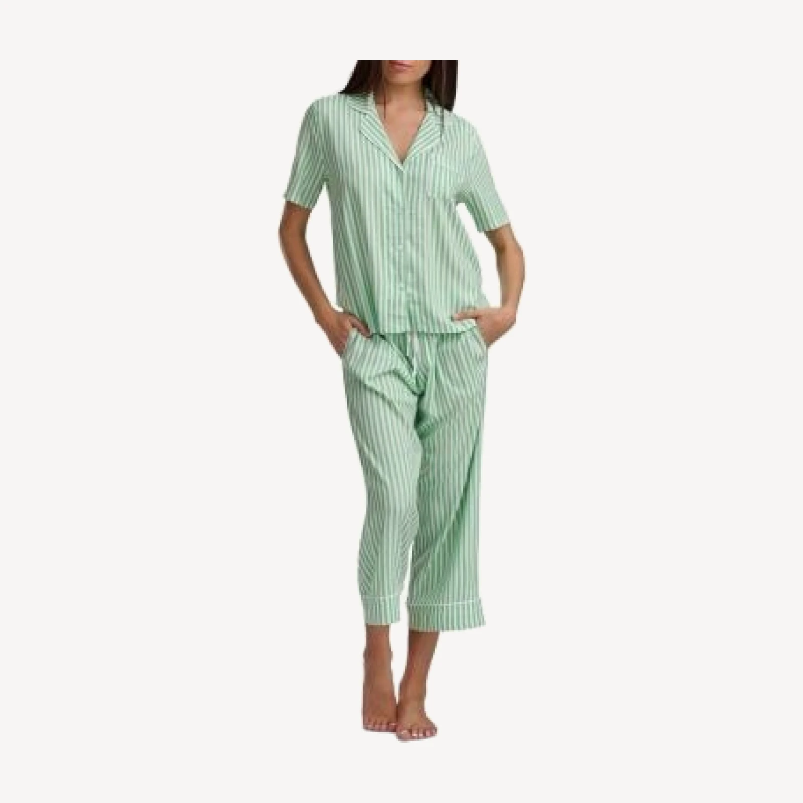 Splendid Notch Collar Cropped Pajama Set