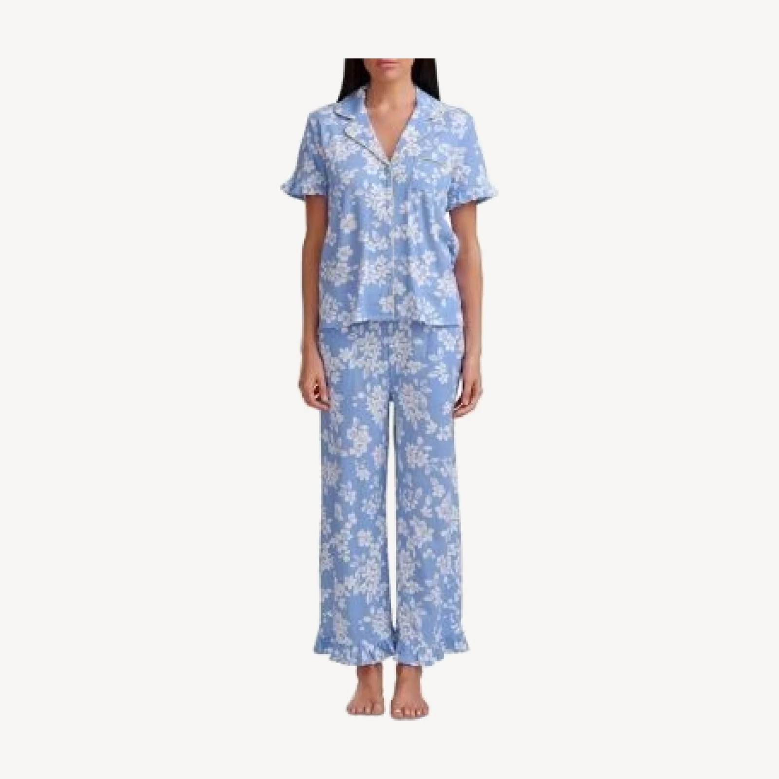 Splendid Short Sleeve Notch Collar Pajama Set