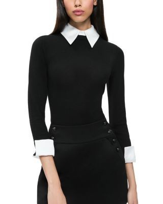 Alice and Olivia Porla Wool Stretch Collared Sweater