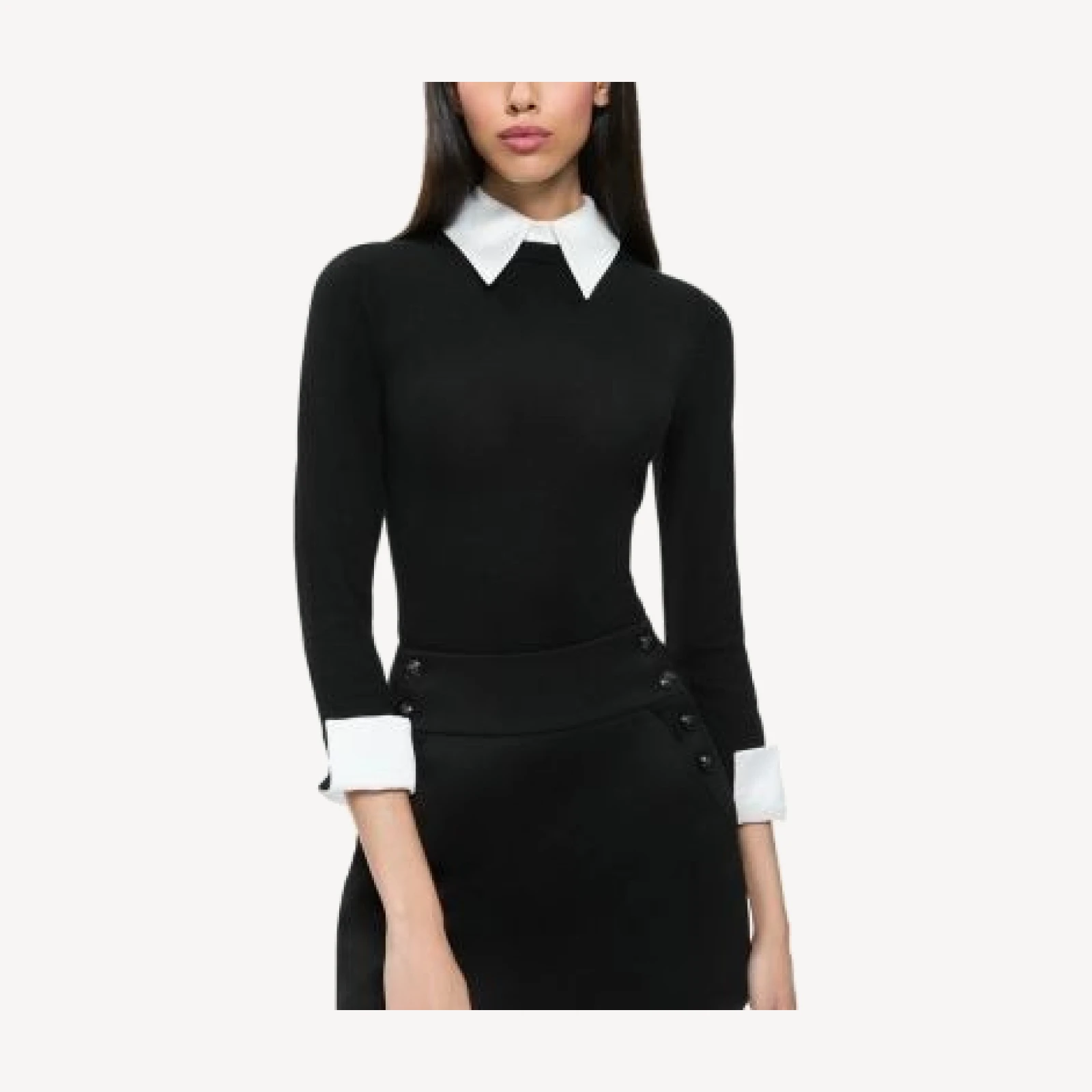Alice and Olivia Porla Wool Stretch Collared Sweater