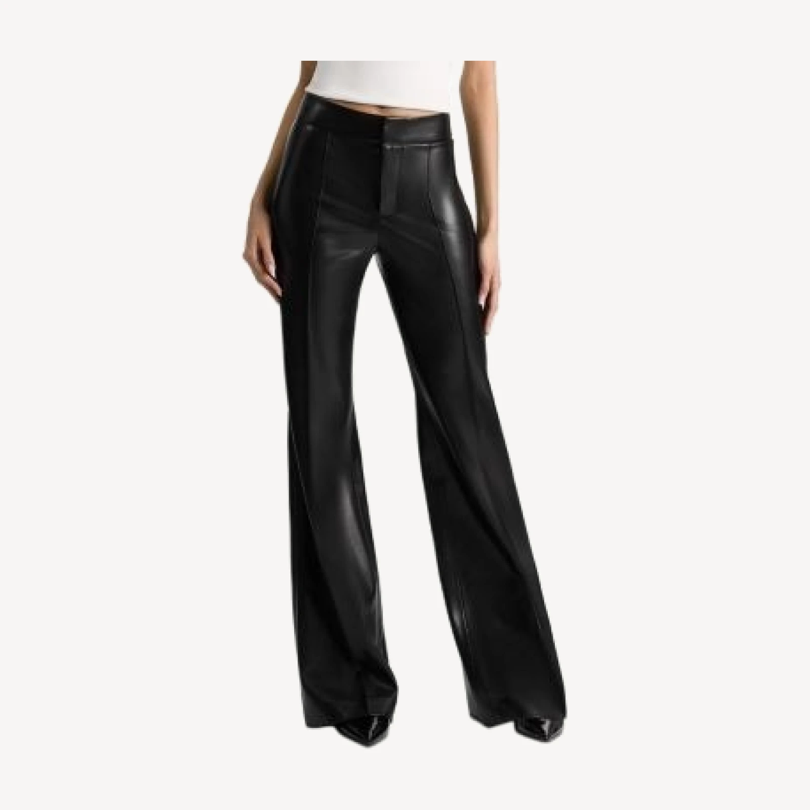 Alice and Olivia Dylan High Waist Wide Leg Pants in Black Faux Leather