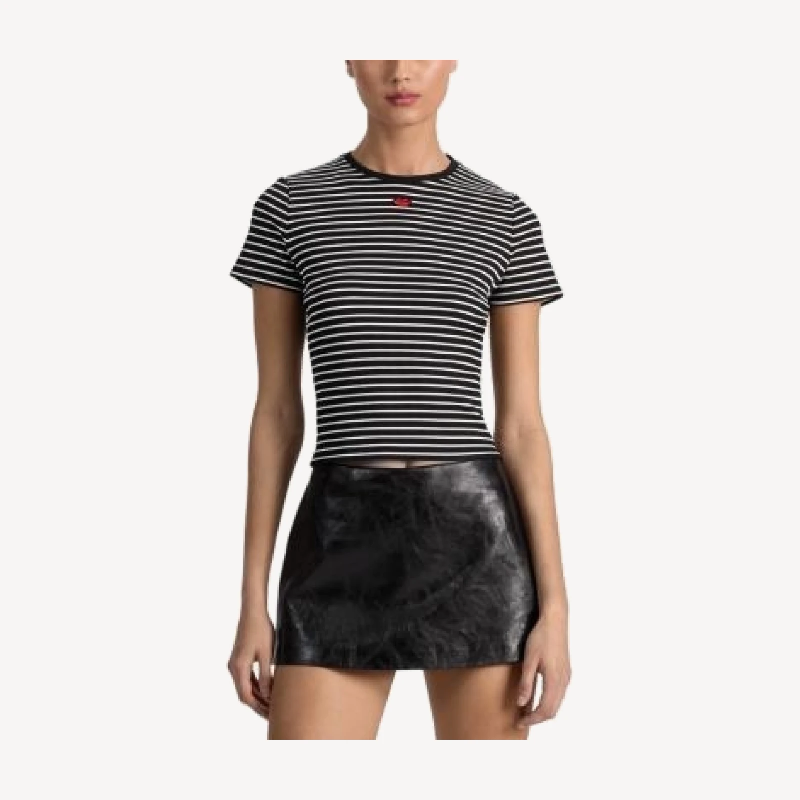 Alice and Olivia Cindy Embroidered Cropped Tee